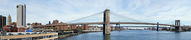 New York City, triplo schermo, Ponte di Brooklyn, Sfondo HD