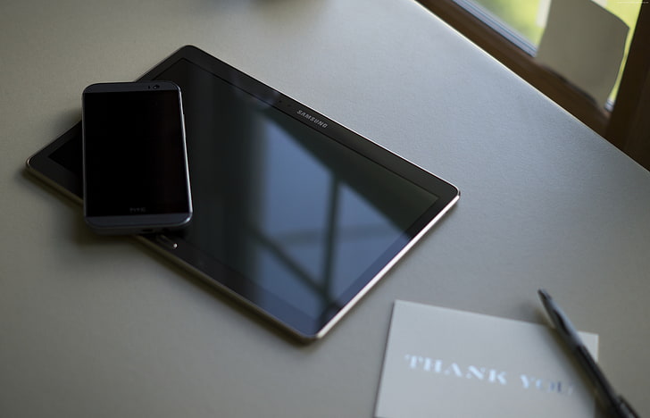 smartphone, Tablet Terbaik 2015, latar belakang perak, Samsung GALAXY Tab S, ulasan, Wallpaper HD