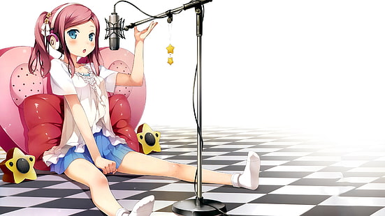 Kantoku, anime kızlar, şarkıcı, mikrofon, HD masaüstü duvar kağıdı HD wallpaper