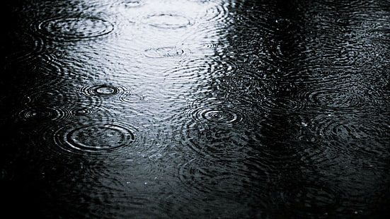 Дождь Обои Черный фон, водоем, 1920x1080, дождь, черный фон, HD обои HD wallpaper