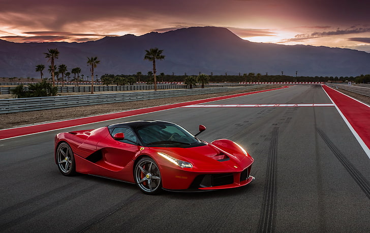 rojo Ferrari LaFerrari coupe, ferrari, laferrari, rojo, vista lateral, Fondo de pantalla HD