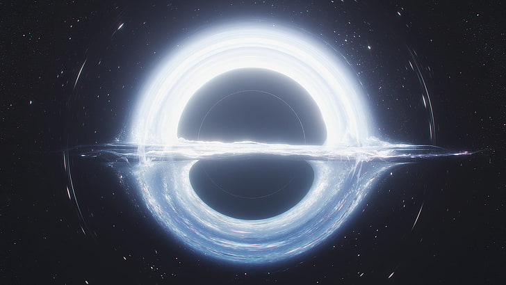 illustrazione rotonda della luce bianca, spazio, cielo, buchi neri, pianeta, Mitch Myers, Sfondo HD