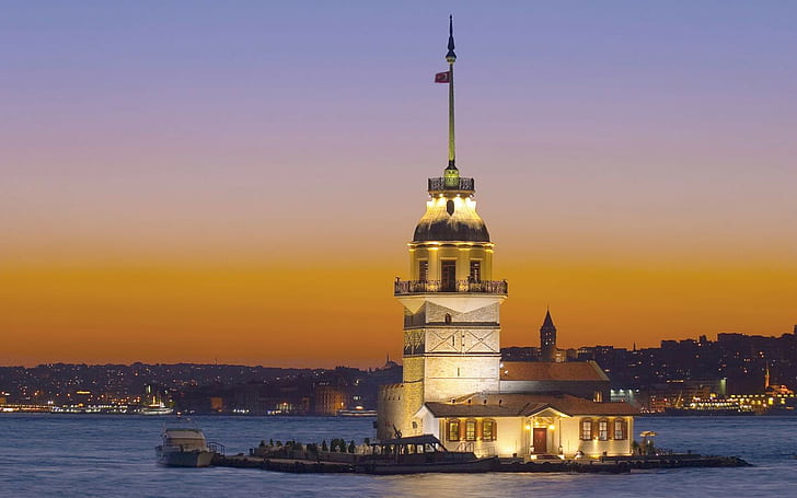 Киз Кулеси, Турция, Стамбул, Девичья башня, HD обои