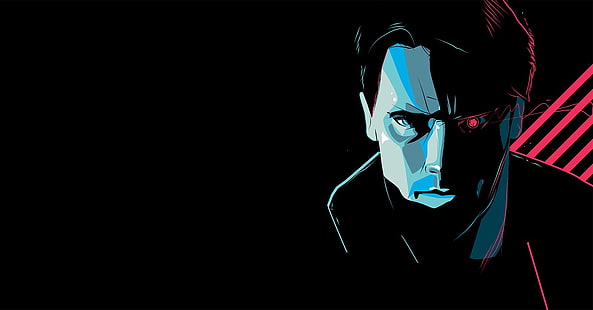 Craig Drake, noir, cyberpunk, dark, minimalismo, Terminator, film, Arnold Schwarzenegger, cyborg, Sfondo HD HD wallpaper