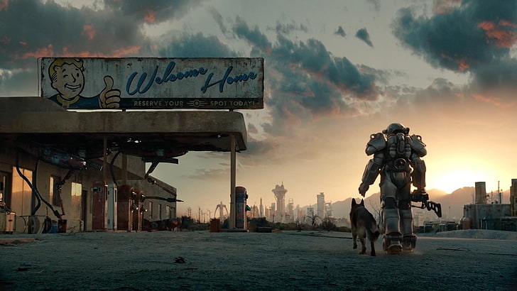 Fallout, Fallout 4, Dogmeat (Fallout), Pancerz wspomagany (Fallout), Tapety HD