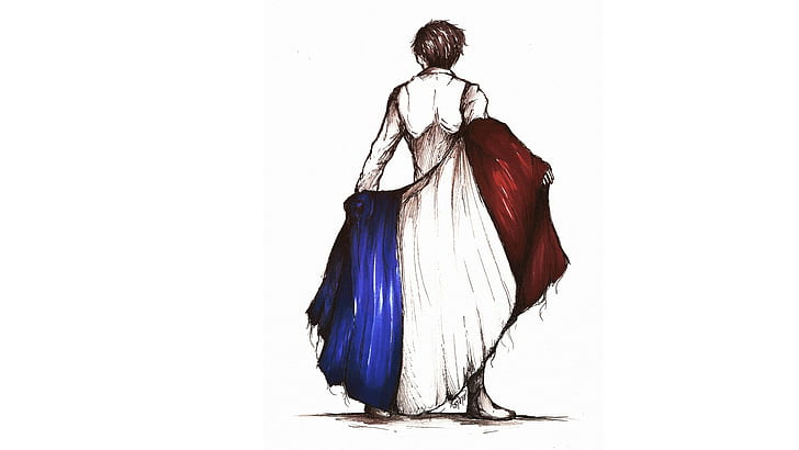 Francia, bocetos, bandera, Fondo de pantalla HD