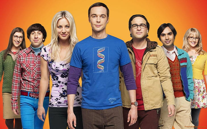 The Big Bang Theory Smiley Cast, The Big Bang Theory, funny, bazinga, HD wallpaper