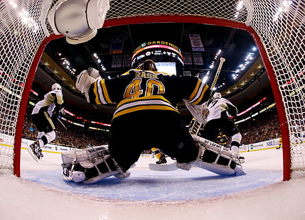 męska czarno-żółta koszulka hokejowa, hokej, Boston Bruins, Tukka Rask, Finlandia, sport, lód, Tapety HD HD wallpaper