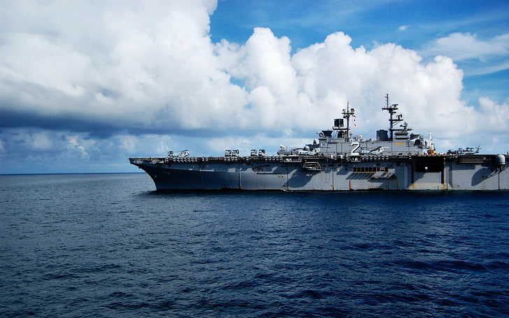 gray aircraft carrier, warship, aircraft carrier, ship, vehicle, military, HD wallpaper