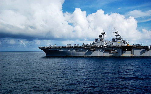 gray aircraft carrier, warship, aircraft carrier, ship, vehicle, military, HD wallpaper HD wallpaper