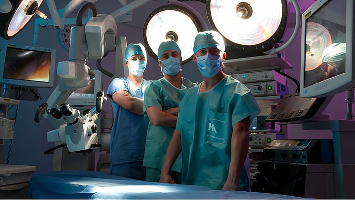 남자 청록색 의료 스크럽 셔츠, 약, 병원, HD 배경 화면