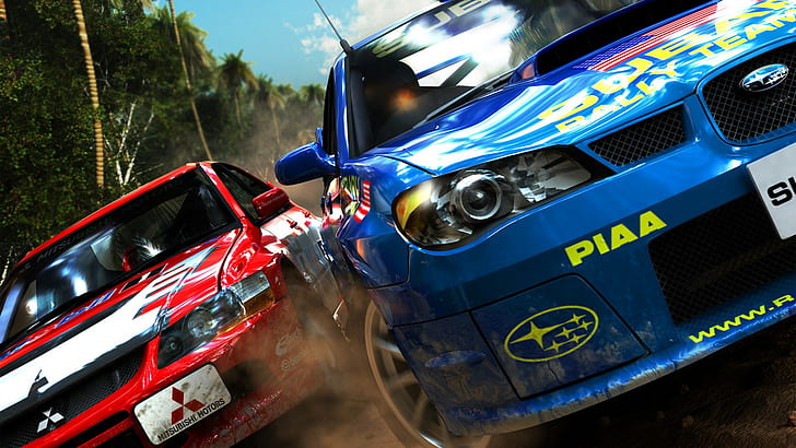 Dirt Rally Subaru WRX STI Mitsubishi Evolution Evo Lancer HD, видеоигры, subaru, evolution, mitsubishi, ралли, wrx, ​​грязь, sti, evo, lancer, HD обои