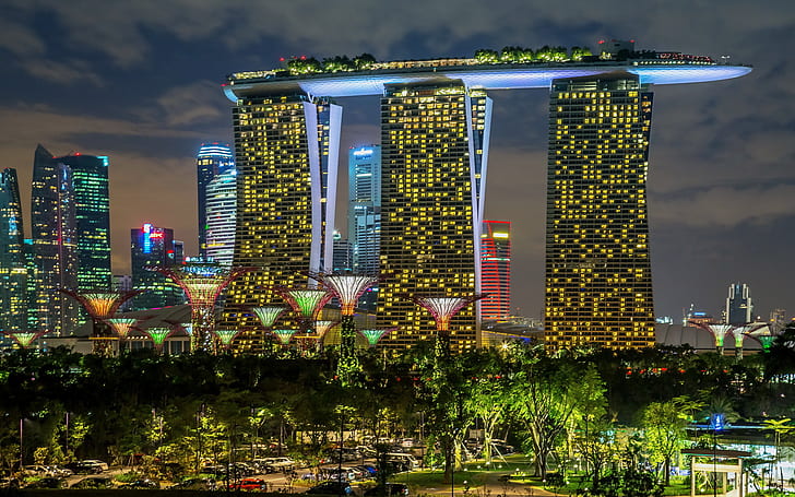 a cidade, Singapura, jardim e a areia, HD papel de parede