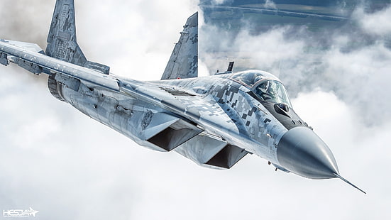 Nubes, luchador, linterna, el MiG-29, piloto, cabina, de la fuerza aérea de Eslovaquia, ILS, RL, HESJA Air-Art Photography, Fondo de pantalla HD HD wallpaper