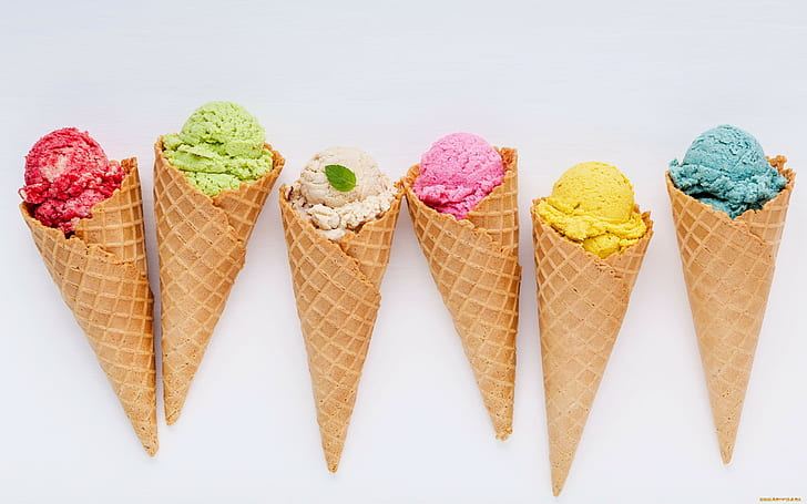сладости, мороженое, еда, красочный, простой фон, HD обои