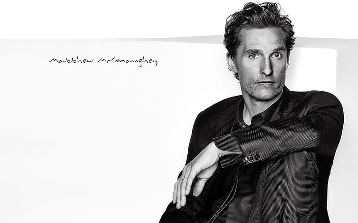 Matthew McConaughey svartvitt, HD tapet