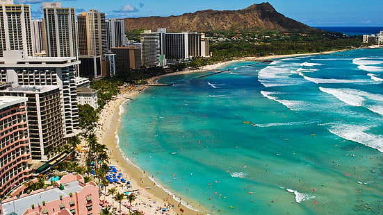 beach hawaii usa waikiki Nature Beaches HD Arte, spiaggia, Hawaii, Sfondo HD HD wallpaper