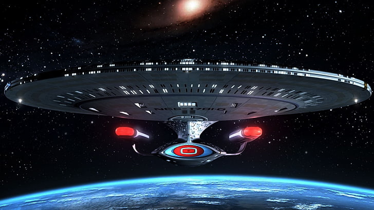 ilustração de nave espacial cinza, Star Trek, USS Enterprise (nave espacial), ficção científica, nave espacial, NCC-1701 Enterprise D, Star Trek: a próxima geração, HD papel de parede