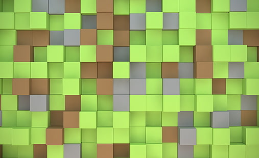 Minecraft Cubes HD Wallpaper, разноцветные цифровые обои, Художественные, 3D, Игры / Minecraft, игры, minecraft, тролобы, trolobytefx, куб, кубики, камень, трава, грязь, weebo, HD обои HD wallpaper