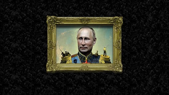 Vladimir Poutine, fond noir, Russie, présidents, baroque, caricature, Fond d'écran HD HD wallpaper