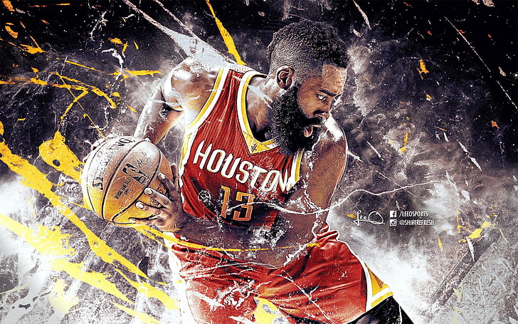 Хьюстон Рокетс Джеймс Харден-2017 НБА Плакат Wallp .., Джеймс Харден, HD обои