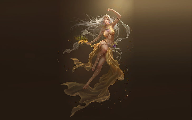 Goddess-Demeter-Angel of the Harvest-karaktär-för-videospel-League of Angels-fantasy-HD Wallpaper för surfplatta och PC-5200 × 3250, HD tapet