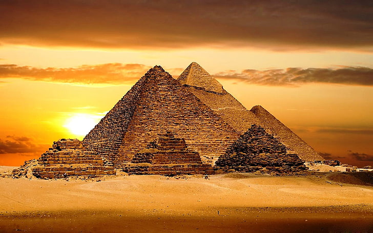 Pyramid of Giza, pyramid, Egypt, sky, sunlight, HD wallpaper