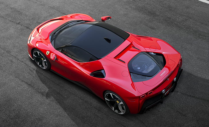 Ferrari, SF90, Stradale, race cars, racing, red, HD wallpaper