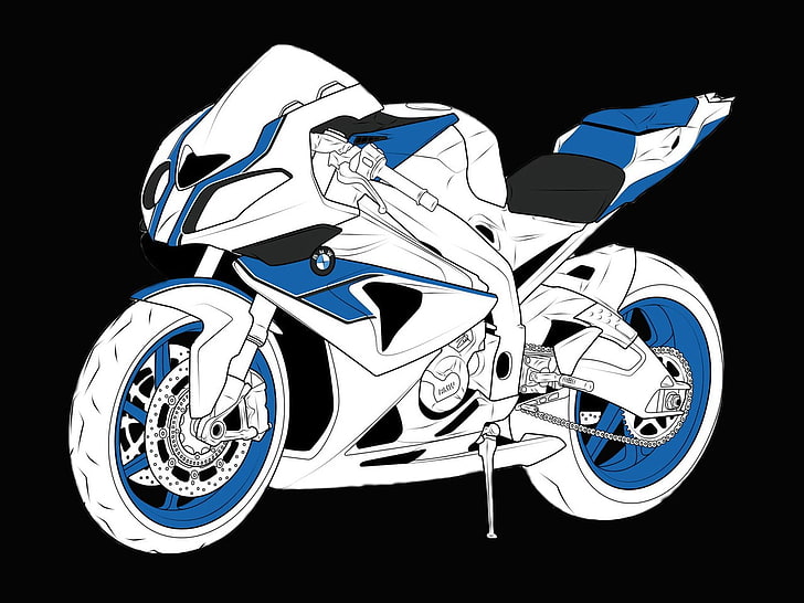 白と青のスポーツバイク、BMW、s1000rr、hp4、オートバイ、BMW S1000RR、 HDデスクトップの壁紙