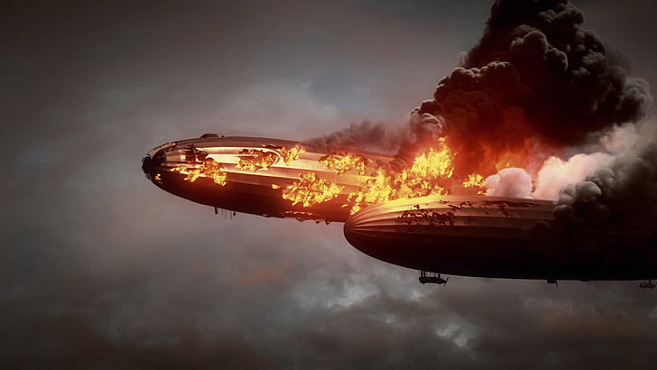 tapeta cyfrowa płonącego samolotu, Battlefield 1, gry wideo, ziarno filmu, Tapety HD