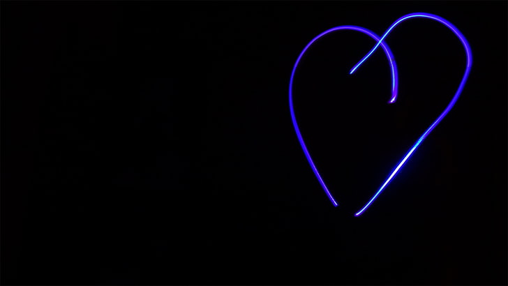 голубая иллюстрация сердца, сердце, темнота, линия, предпосылка, HD обои