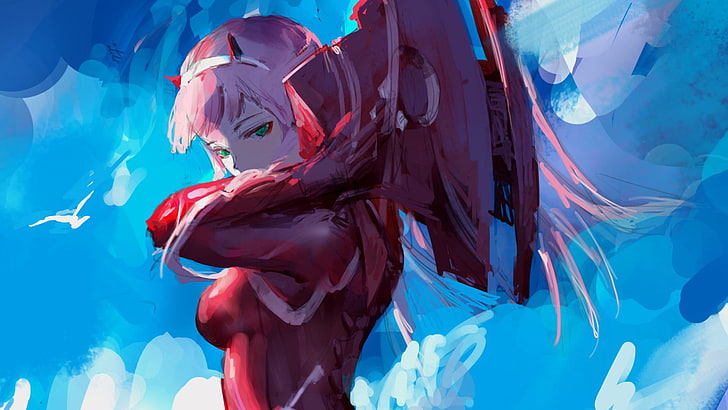 anime, chicas anime, Zero Two (Darling in the FranXX), Darling in the FranXX, Fondo de pantalla HD