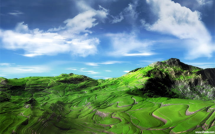 Bukit hijau dan lembah, Hijau, Bukit, Wallpaper HD