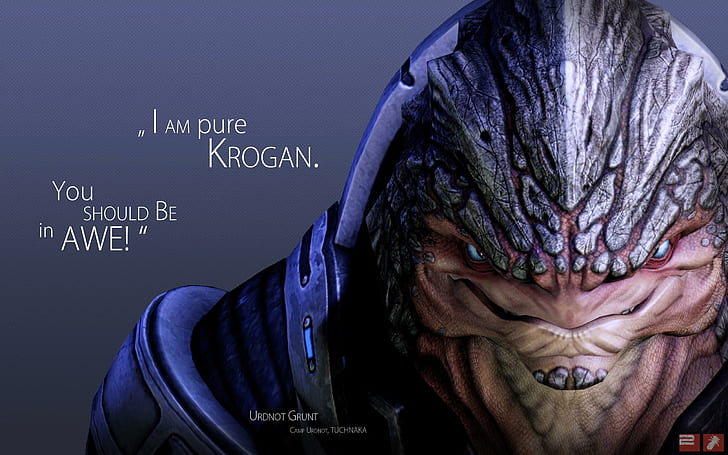 Urdnot Grunt - Mass Effect, i am pure krogan you should be in awe poster, games, 2560x1600, mass effect, urdnot grunt, HD wallpaper
