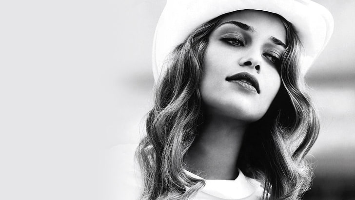 girl, model, hat, Ana Beatriz Barros, black and white photo, HD wallpaper