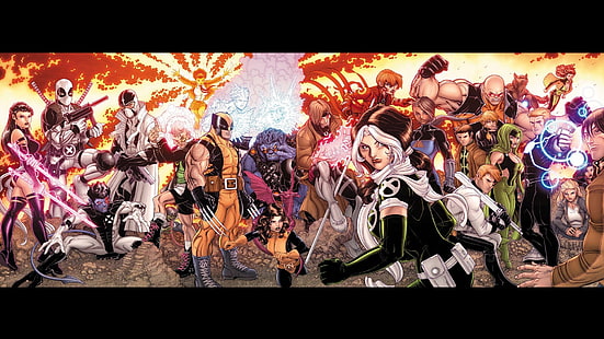 X-Men fond d'écran, bandes dessinées, Wolverine, X-Men, bandes dessinées Marvel, Beast (personnage), Deadpool, Gambit, Rogue (personnage), Fond d'écran HD HD wallpaper