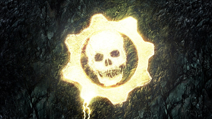 Logo Gears of War, jeux vidéo, Gears of War, crâne, Fond d'écran HD