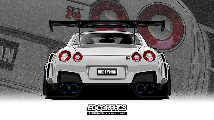 Grafik EDC, Nissan GT-R, Nissan, render, JDM, mobil Jepang, Wallpaper HD