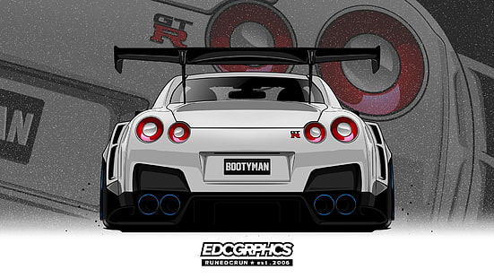 Grafika EDC, Nissan GT-R, Nissan, render, JDM, samochody japońskie, Tapety HD HD wallpaper