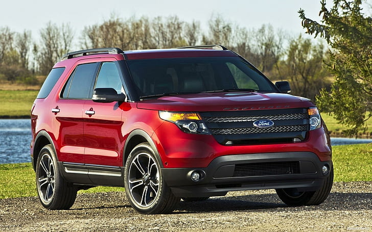 Ford Explorer, red ford SUV, cars, 1920x1200, ford, ford explorer, HD wallpaper