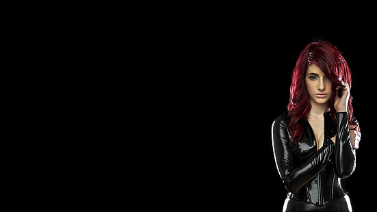 женщины Сьюзен Коффи рыжие латекс люди черный фон 1920x1080 Люди Рыжие HD Art, женщины, Сьюзан Коффи, HD обои HD wallpaper