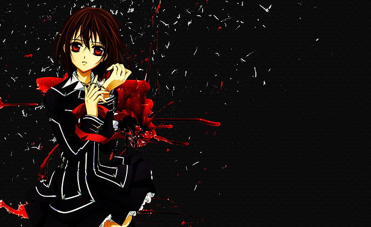 Юки Куран - вампир рицар, женски аниме герой в черна рокля тапет, артистичен, аниме, HD тапет