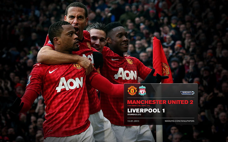 Manchester United 2 Liverpool 1-FA Premier League .., logo Manchester United, Tapety HD