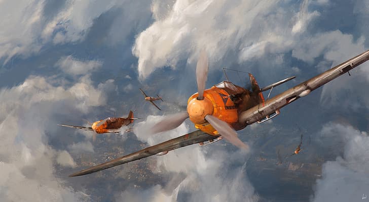 ใบพัด ภาพวาด เครื่องบิน Karen Papazian เครื่องบิน ArtStation เมฆ ปีกเครื่องบิน งานศิลปะ เทอร์โบ, วอลล์เปเปอร์ HD