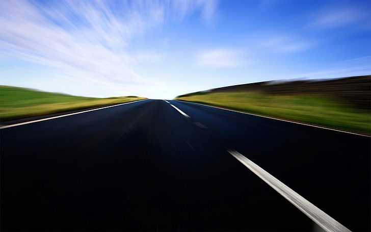 Estrada 21, asphalte, noir, vert, paysage, photographie, routes, ciel, bleu ciel, vitesse, Fond d'écran HD