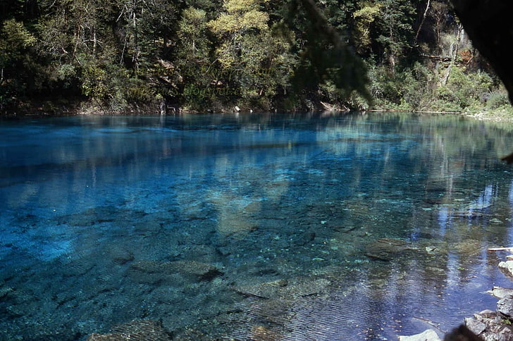 сине-белая абстрактная живопись, озеро, вода, HD обои