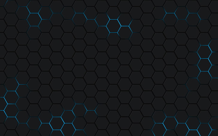 black honeycomb wallpaper, minimalism, hexagon, HD wallpaper