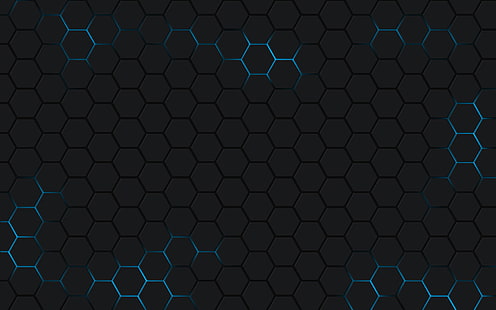 black honeycomb wallpaper, minimalism, hexagon, HD wallpaper HD wallpaper