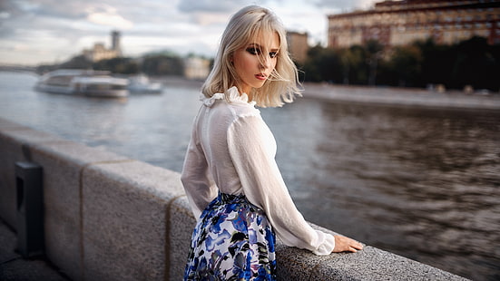 urban, women outdoors, Georgy Chernyadyev, city, Alice Tarasenko, blonde, HD wallpaper HD wallpaper