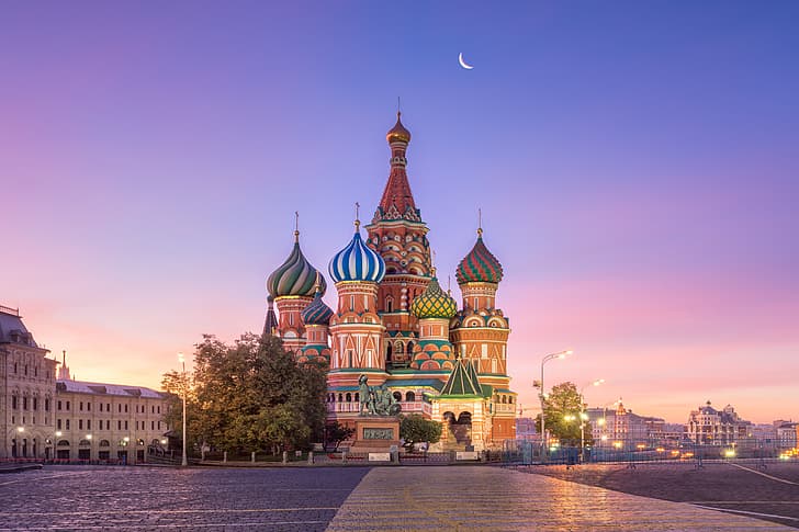 la ville, Moscou, la cathédrale Saint-Basile, Fond d'écran HD